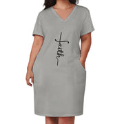 Faith Gray Loose Pocket Christian Dress