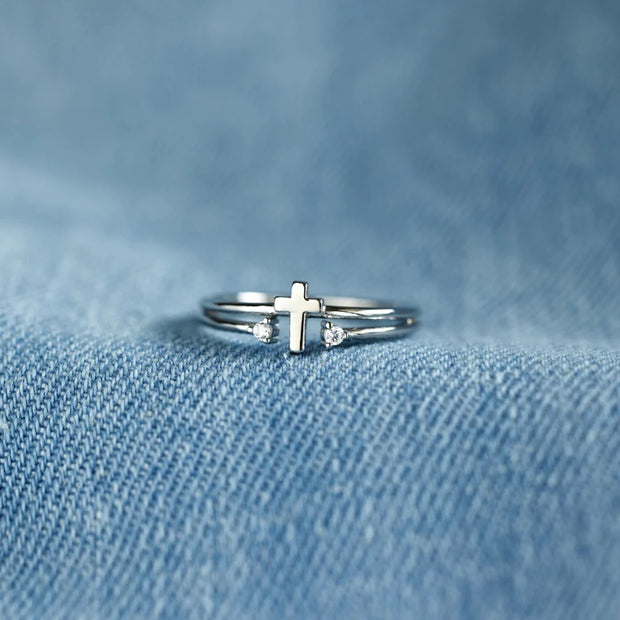 925 Sterling Silver Cross Ring