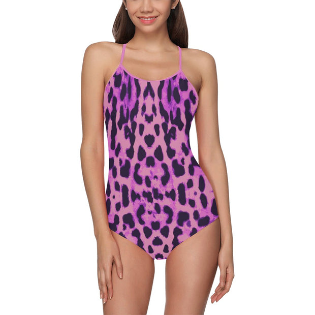 Purple Cheetah Women's Slip One Piece Swimsuit