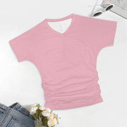 Assorted Spring Colors V-neck pleated T-shirt