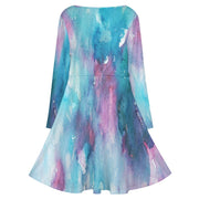 Purple &  Blue Tie-dye V-neck dress