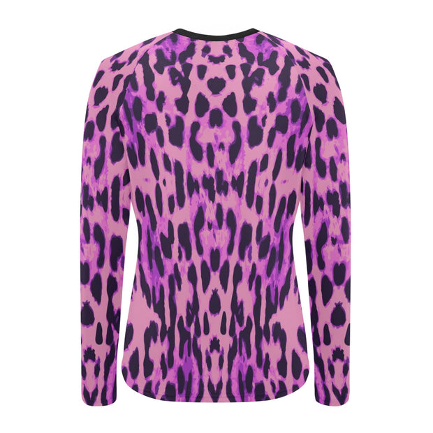 Purple Cheetah Women's Long Sleeve Swim Shirt