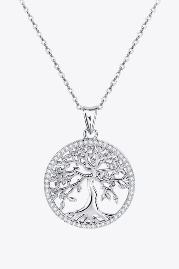 925 Sterling Silver Moissanite Tree Pendant Necklace - Image #1