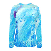 Blue Swirl Women's Long Sleeve Swim Shirt (S39)