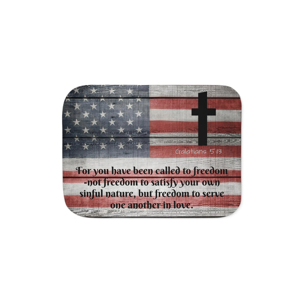 Faith and Freedom Sherpa Christian Blanket