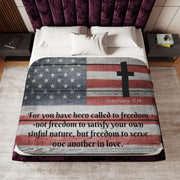 Faith and Freedom Sherpa Christian Blanket