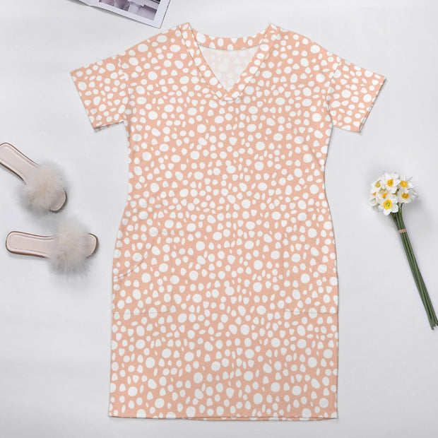 Pink Dot Loose pocket dress