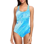 Blue Swirl Women's Tank Top Bathing Swimsuit (Model S04)