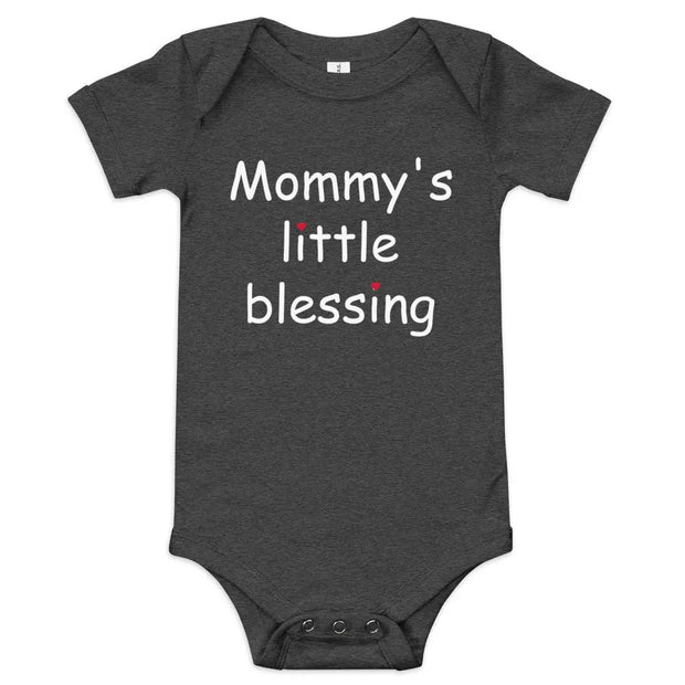 Mommy's Little Blessing Christian Onesie Dark Gray Heather