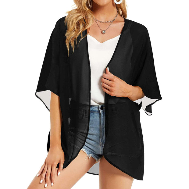 Black Women's Chiffon Kimono