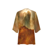 Brown Marble Women's Chiffon Kimono