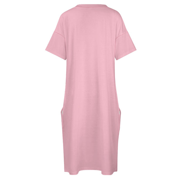 Faith Pink Loose Pocket Christian Dress