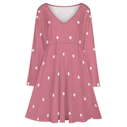 Mauve Dot V-neck dress