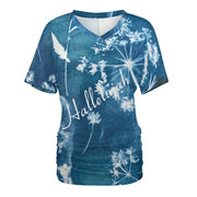 Hallelujah V-neck pleated Christian T-shirt