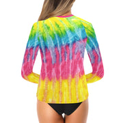 Multi Tie-dye Women's Long Sleeve Swim Shirt