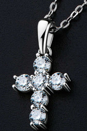 925 Sterling Silver Cross Moissanite Pendant Necklace - Image #3