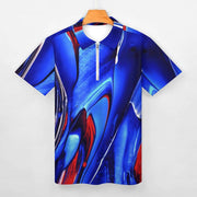 Blue & Red Swirl Short Sleeve Christian Polo Shirt