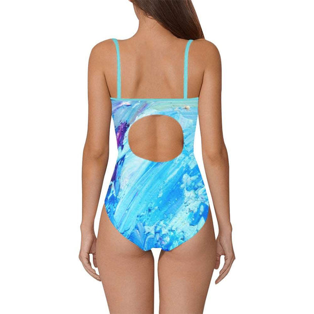 Blue Swirl Women's Slip One Piece Swimsuit (Model S05)