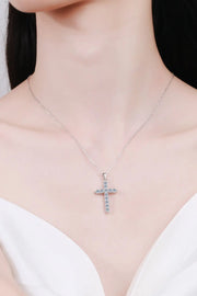 925 Sterling Silver Cross Moissanite Necklace - Image #4