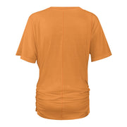 Assorted Colors V-neck pleated T-shirt