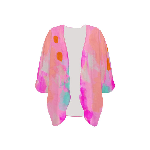 Pink Tie-Dye Women's Chiffon Kimono