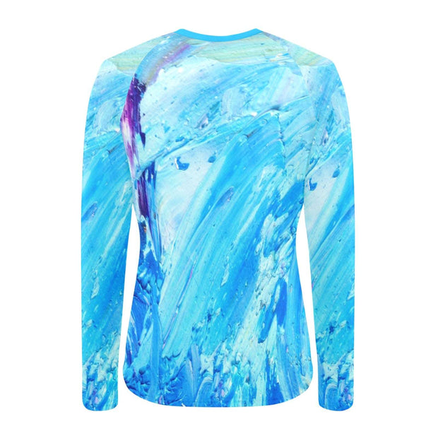 Blue Swirl Women's Long Sleeve Swim Shirt (S39)