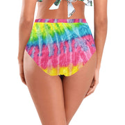 Multi Tie-dye Women's High-Waisted Bikini Bottom