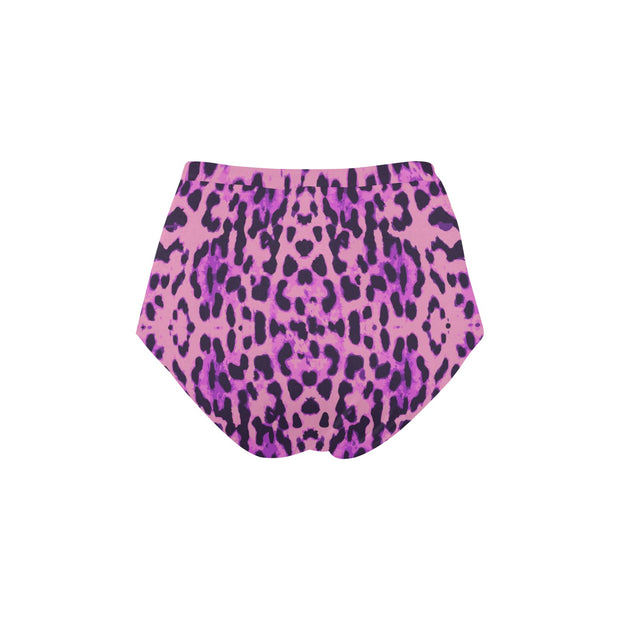 Purple Cheetah Women's High-Waisted Bikini Bottom