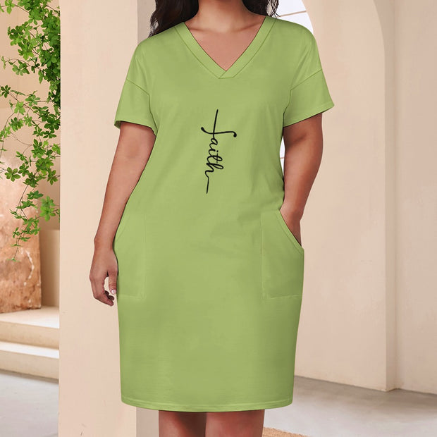 Faith Green Loose pocket Christian dress