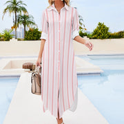 Pink Stripe Shirt Dress