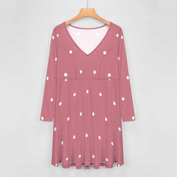 Mauve Dot V-neck dress