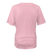 Assorted Spring Colors V-neck pleated T-shirt