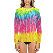 Multi Tie-dye Women's Long Sleeve Swim Shirt