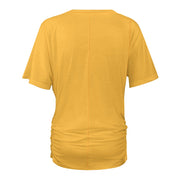 Assorted Spring Colors V-neck pleated T-shirt