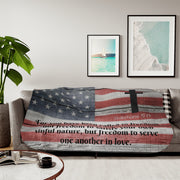 Faith and Freedom Sherpa Christian Blanket