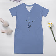 Faith Blue Loose Pocket Christian Dress