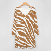 Brown Zebra V-neck dress