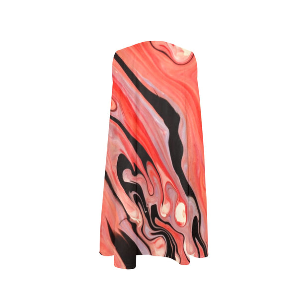 Coral Swirl Women's Sleeveless A-Line Pocket Dress (D57)