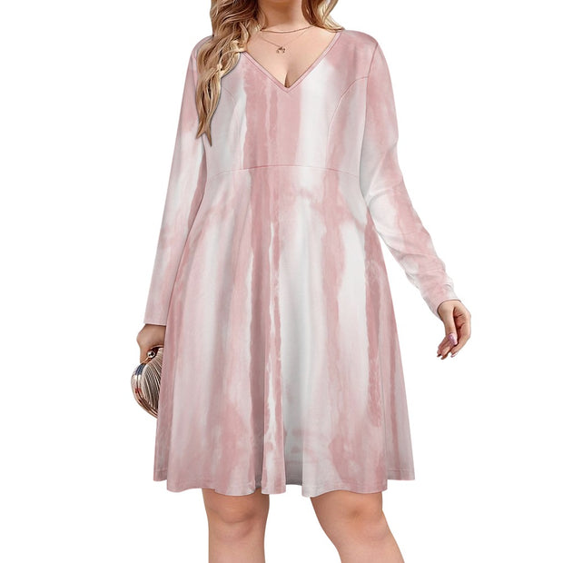 Pink Strokes V-neck dress