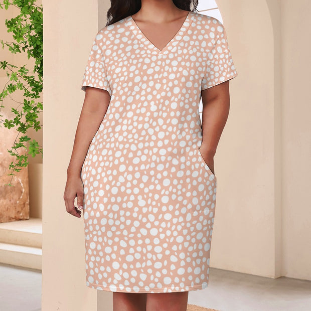 Pink Dot Loose pocket dress