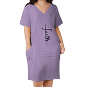 Faith Lavender Loose Pocket Christian Dress