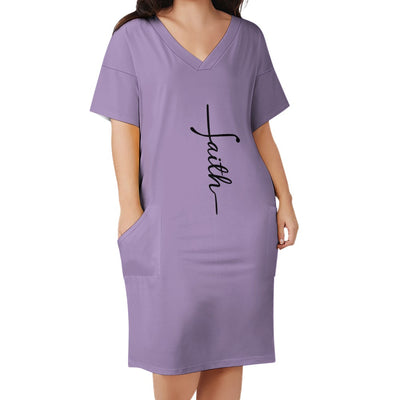 Faith Lavender Loose Pocket Christian Dress