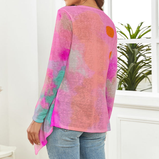 Pink Tie-Dye Cardigan