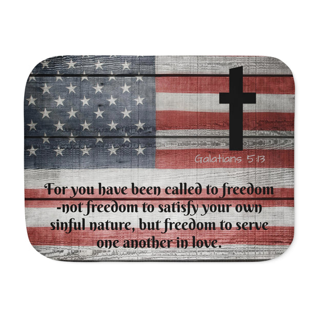 Faith and Freedom Sherpa Christian Blanket