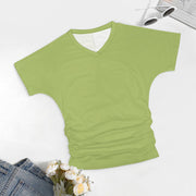 Assorted Spring Colors V-neck pleated T-shirt