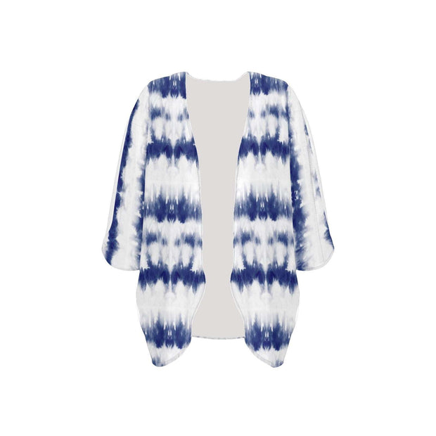 Blue Tie-Dye Women's Chiffon Kimono