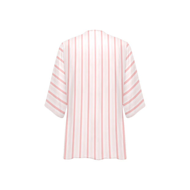 Pink Stripe Women's Chiffon Kimono