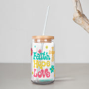 Faith Hope Love Soda Can Glass