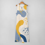 Blue Yellow Long Dress