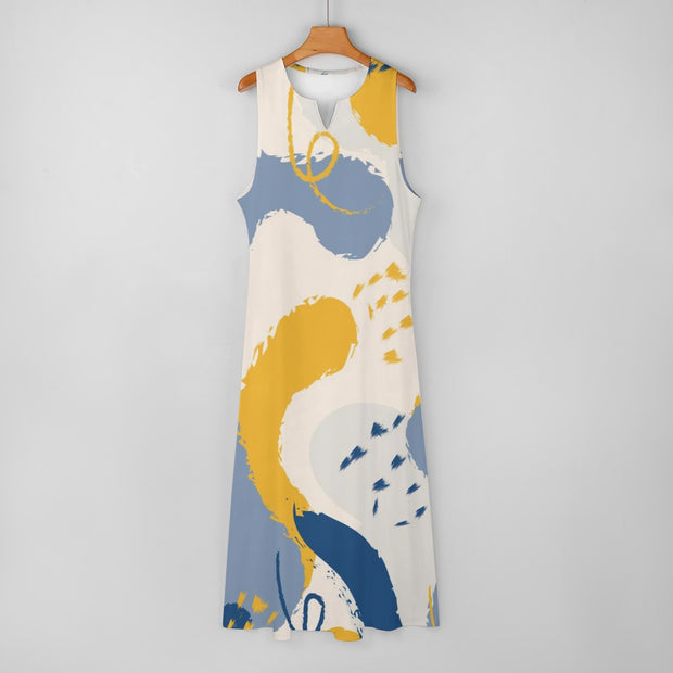 Blue Yellow Long Dress